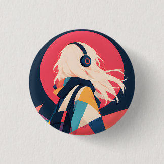 Collectible Anime inspired button 8 Wind in Hair