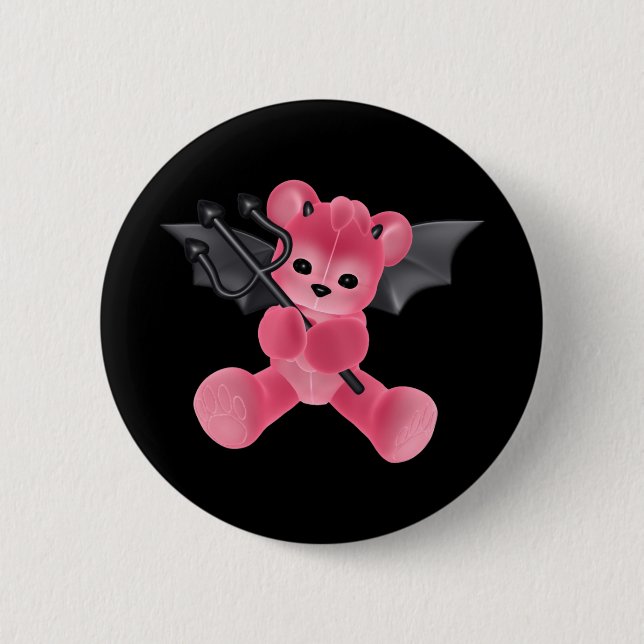 ♥ Collectible Art ♥ Devil Teddy Bear ♥ (bear5) Button (Front)