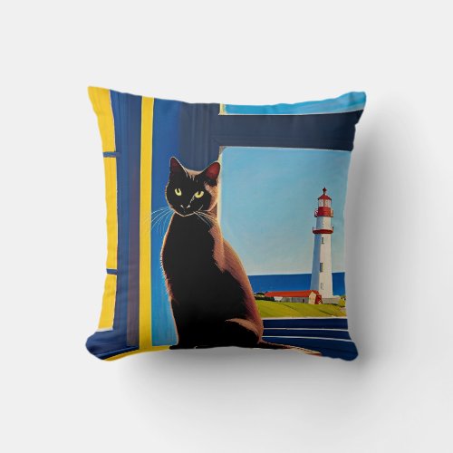 Collectible Artistic Cat Throw Pillow