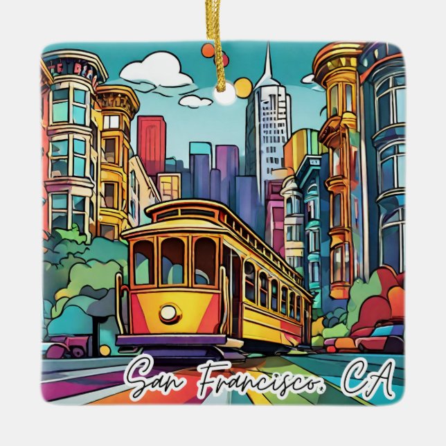 Collectible Christmas Ornament- San Francisco CA Ceramic Ornament (Front)
