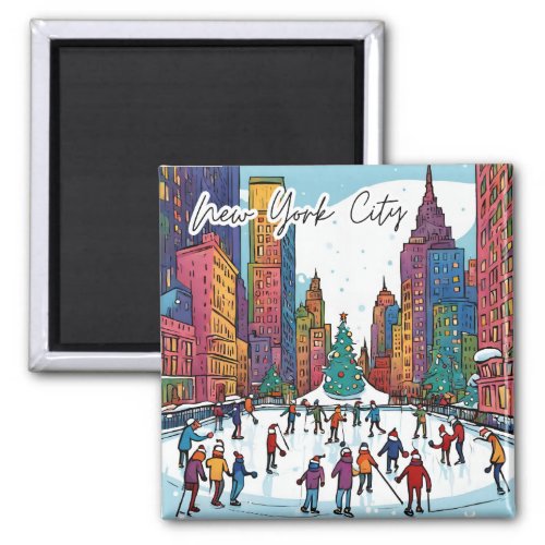 Collectible Funky City Magnet_ NYC Christmas time Magnet