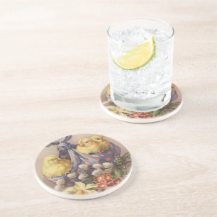 Collecting Easter Chicks Sandstone Coaster
