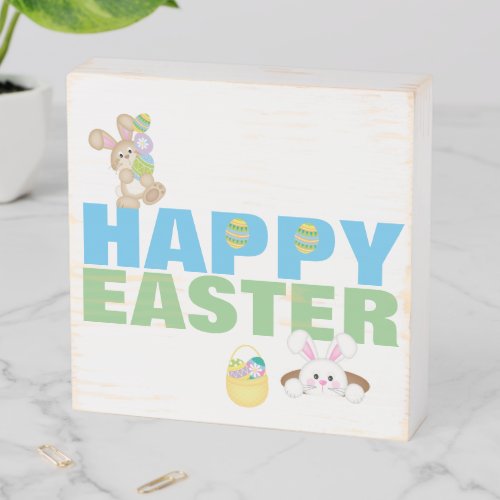 Collecting Easter Eggs Wood Box Sign