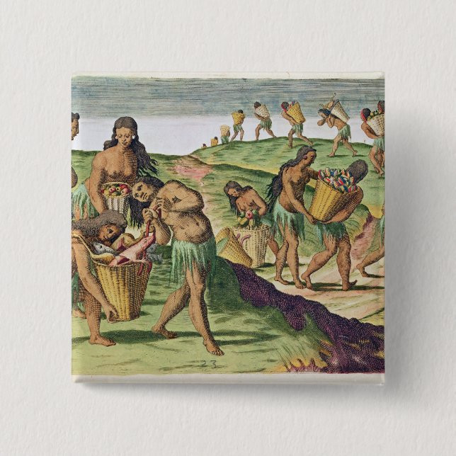 Collecting Food for the Communal Storehouse Button (Front)