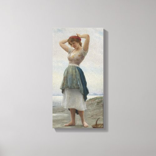 Collecting Pebbles on the Beach in Italy Canvas Print