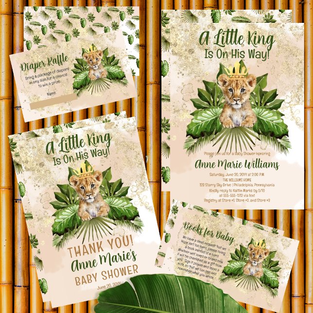 Lion Cub A Little King Is On His Way Baby Shower Invitation Zazzle