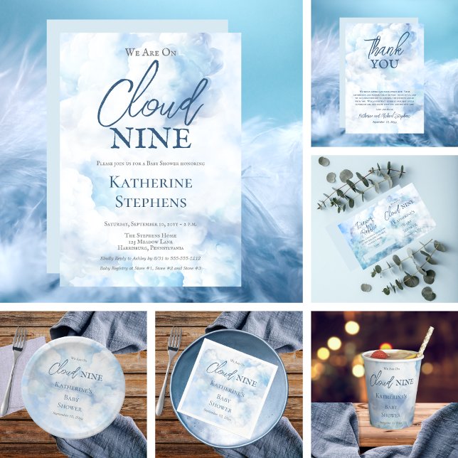 We Are On Cloud Nine Blue Boy Baby Shower Foam Board
