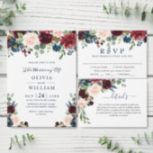 Burgundy Navy Blue Blush Flowers BRIDAL SHOWER Invitation (Personalise this independent creator's collection.)