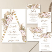 Pampas Grass Dried Palm Dusty Rose Orchid Wedding Invitation