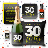 Modern Girly Bright Yellow 30 and Flirty Edible Frosting Rounds