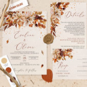 Fall and Autumn flowers and leaves wedding Invitation
