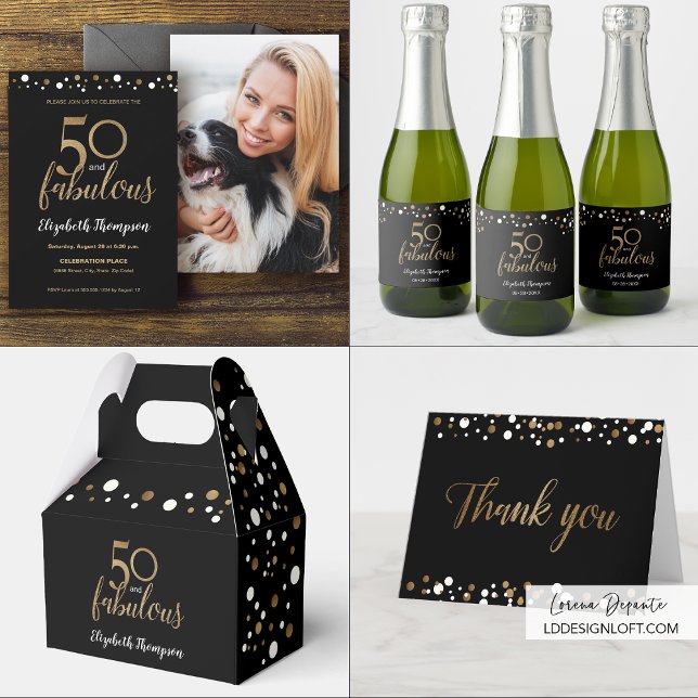 Gold Black 50 and fabulous Birthday Party Gift Tags | Zazzle gold-black-50-and-fabulous-birthday-party-gift-tags-zazzle