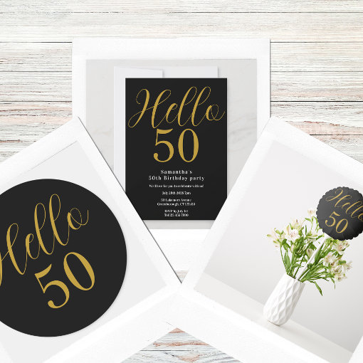 50th Birthday Black Gold Birthday Party Pennant | Zazzle