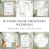Watercolour Leaves Greenery Wedding Classic Round Sticker
