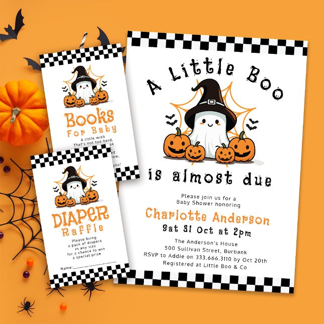 A Little Boo Is Almost Due Halloween Baby Shower Banner - Pink Ghost & Bat Gender Reveal Decor