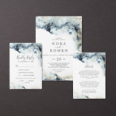 Abstract Navy Watercolor Wedding Invitation Envelope (Personalise this independent creator's collection.)