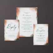 Abstract Ethereal Dark Teal & Copper Fall Wedding Save The Date (Personalise this independent creator's collection.)