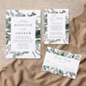 Abundant Greenery Black and Gold Frame Wedding Foil Invitation (Personalise this independent creator's collection.)