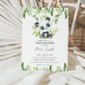 Cute Pandas Greenery Gender Reveal Baby Shower   Invitation
