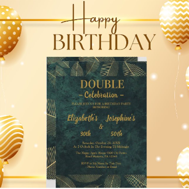 Purple Sequins Double Joint Birthday Celebration Invitation | Zazzle