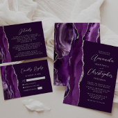 Purple Agate Silver Modern Script Wedding Invitation | Zazzle