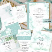 Dusty Blue, Turquoise and Green Watercolor Save The Date