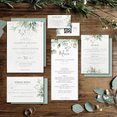 Elegant Rustic greenery eucalyptus wedding photo Save The Date