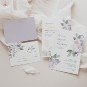 Elegant Purple Watercolor Flowers & Greenery  Invitation