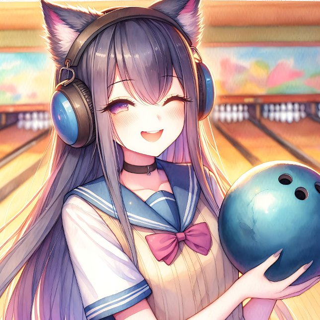 Pretty Anime Girl in Bowling Birthday Party Hot Chocolate Drink