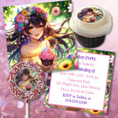 Pretty Anime Girl's Birthday Cupcake Cake Pops