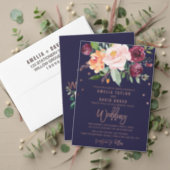 Autumn Floral Rose Gold Light Wreath Let's Party Invitation (Personalise this independent creator's collection.)