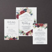 Autumn Garden | Burgundy Monogram Wedding Invitation (Personalise this independent creator's collection.)