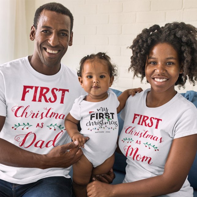 First Christmas as grandma family matching T-Shirt Zazzle