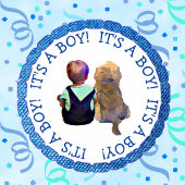 Little Baby Boy and his Dog Baby Shower Invitation