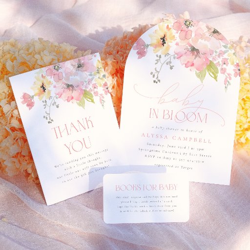Baby in Bloom Blush Pink Floral Girl Baby Shower Thank You Card | Zazzle