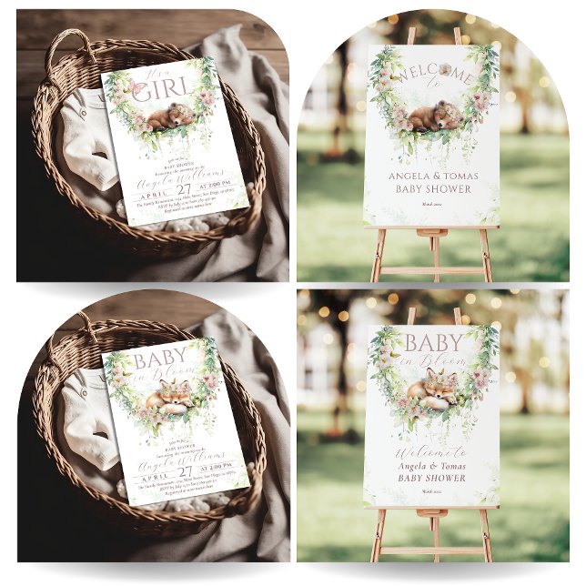Baby in Bloom Wildflower Greenery Baby Girl Shower Invitation Zazzle