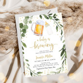 A Baby Is Brewing Greenery Coed Baby Shower Invitation