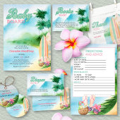 Baby on Board Watercolor Surfing Beach Baby Shower Invitation