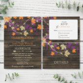 Barn wood Rustic Fall plum leaves wedding Invitation (Personalise this independent creator's collection.)