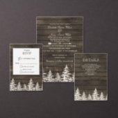 Barnwood Rustic Pine trees, winter save the Date Magnet (Personalise this independent creator's collection.)