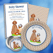 Baby Boy and Dog Baseball Themed Baby Shower Brownie