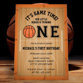 Basketball First Birthday Photo Invitation