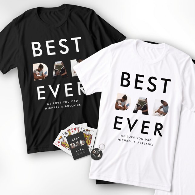 Custom Fathers Day Photo Collage Best Dad Ever T-Shirt
