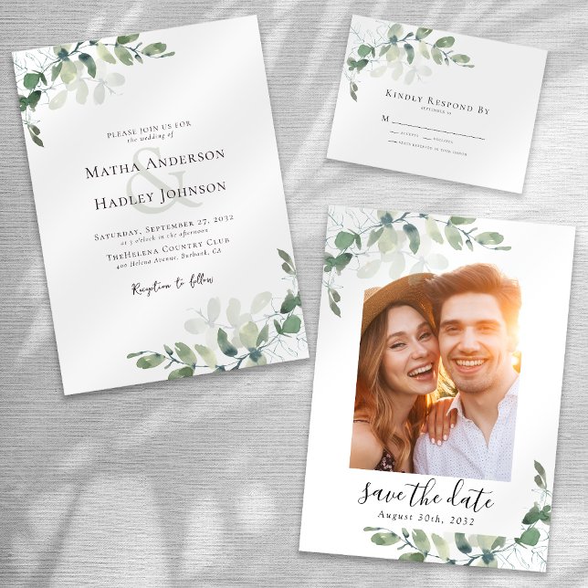 100x Wedding Website QR Code Photo Eucalyptus RSVP Zazzle