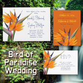 Bird of Paradise Orange Flowers Wedding Invitation