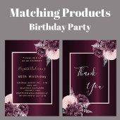 Birthday burgundy silver floral save the date