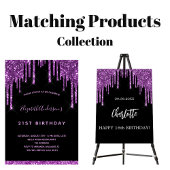 Budget birthday black glitter purple invitation