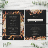 Black Modern Fall Terracotta Floral Wedding Invitation (Personalise this independent creator's collection.)