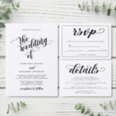 Elegant Calligraphy Black And White Photo Wedding Invitation (Personalise this independent creator's collection.)