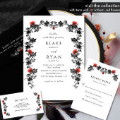 Elegant Enchanting Black Garlands Monogram Wedding Invitation